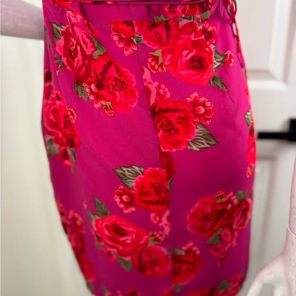 LPA Araceli Floral Puff Sleeve Wrap Mini Dress In Pink Size SMALL. B40 - Picture 10 of 14